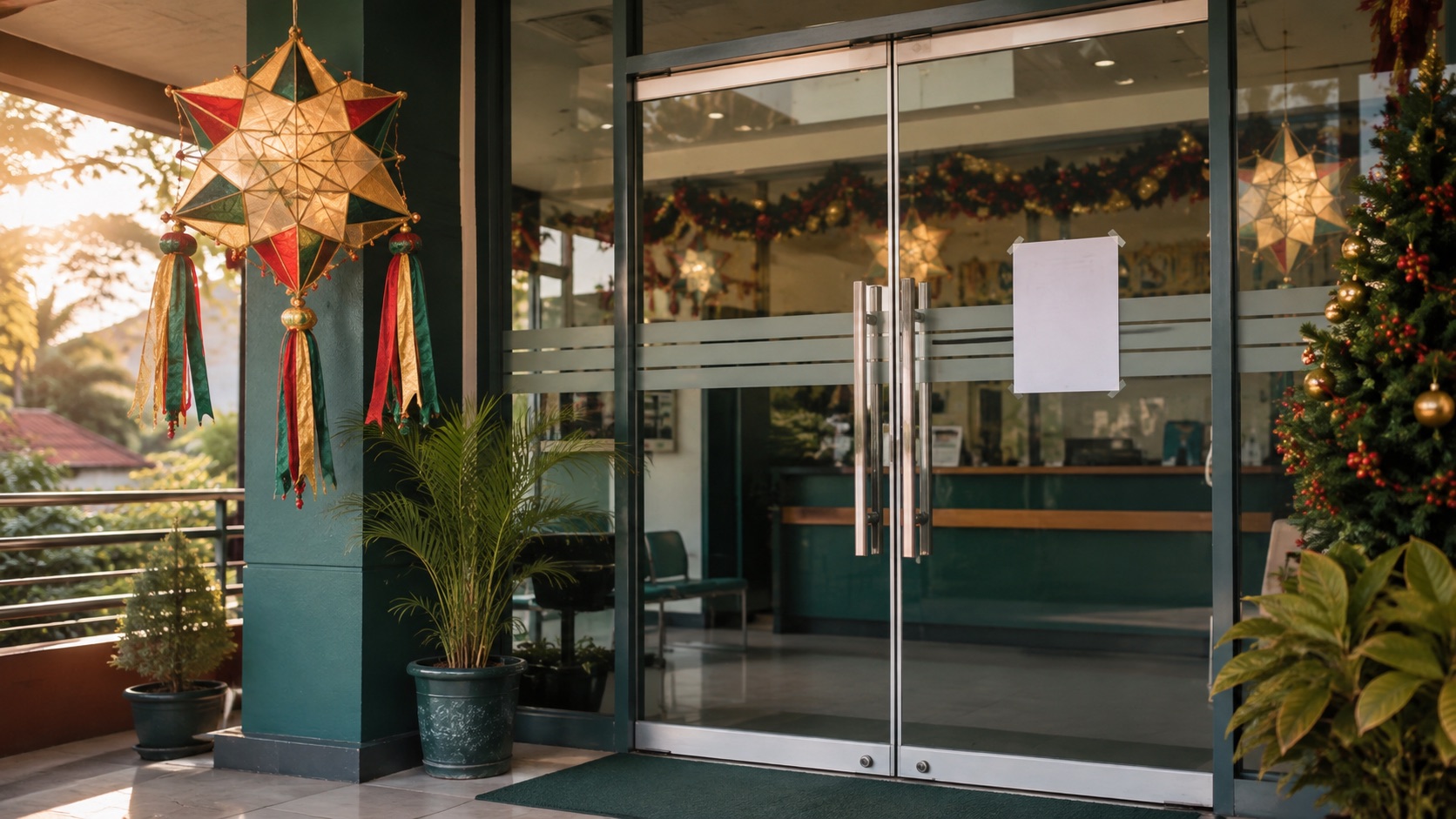 Cooperative branch decorated for the Christmas season