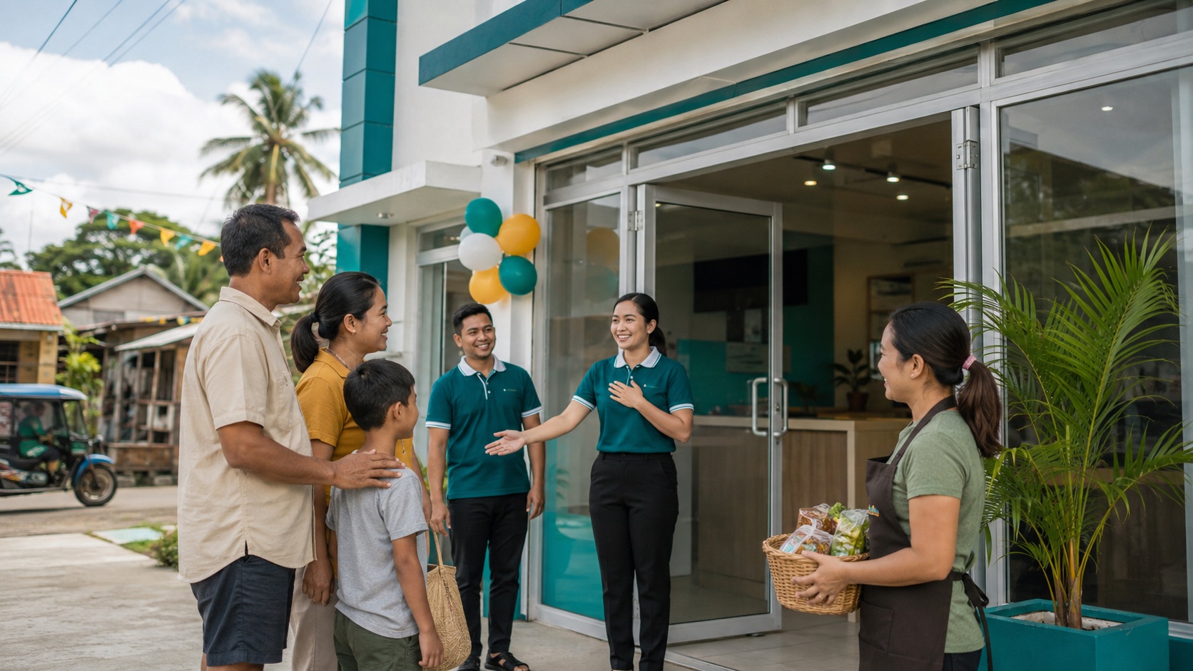 Cooperative staff welcoming members to a newly opened branch